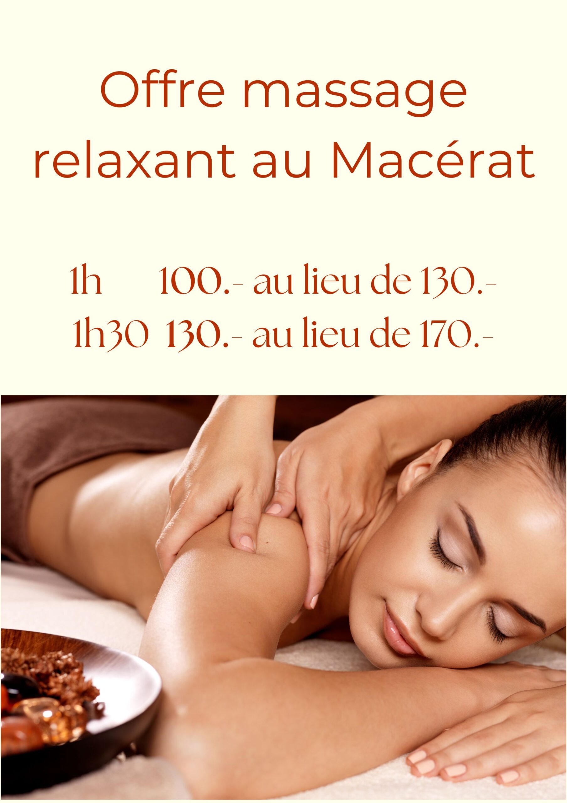 Institut l'Oasis des Sens Offre massage relaxant au macérat